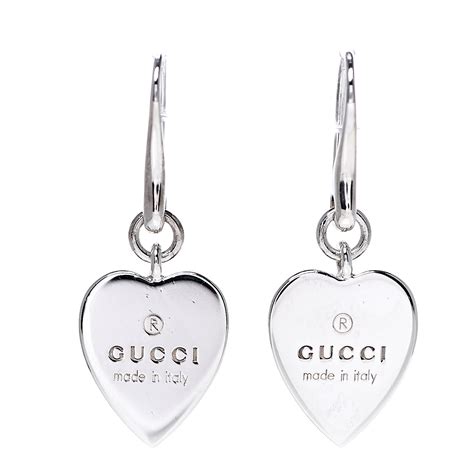 gucci sterling silver trademark heart earrings|gucci silver butterfly earrings.